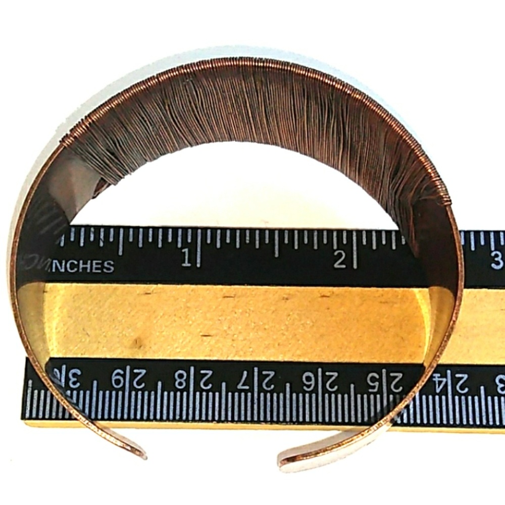 VINTAGE Wire Wrapped Solid Copper Cuff Bracelet - Picture 6 of 8